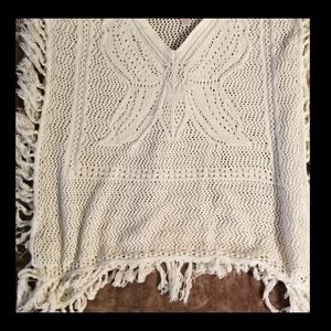 Justice Girls size 14/16 White Fringed Poncho